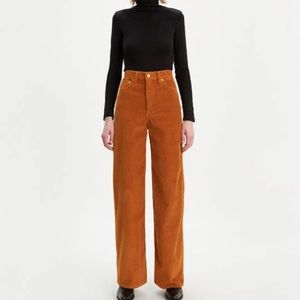 Caramel Ribcage Wide Leg Coduroy Pants